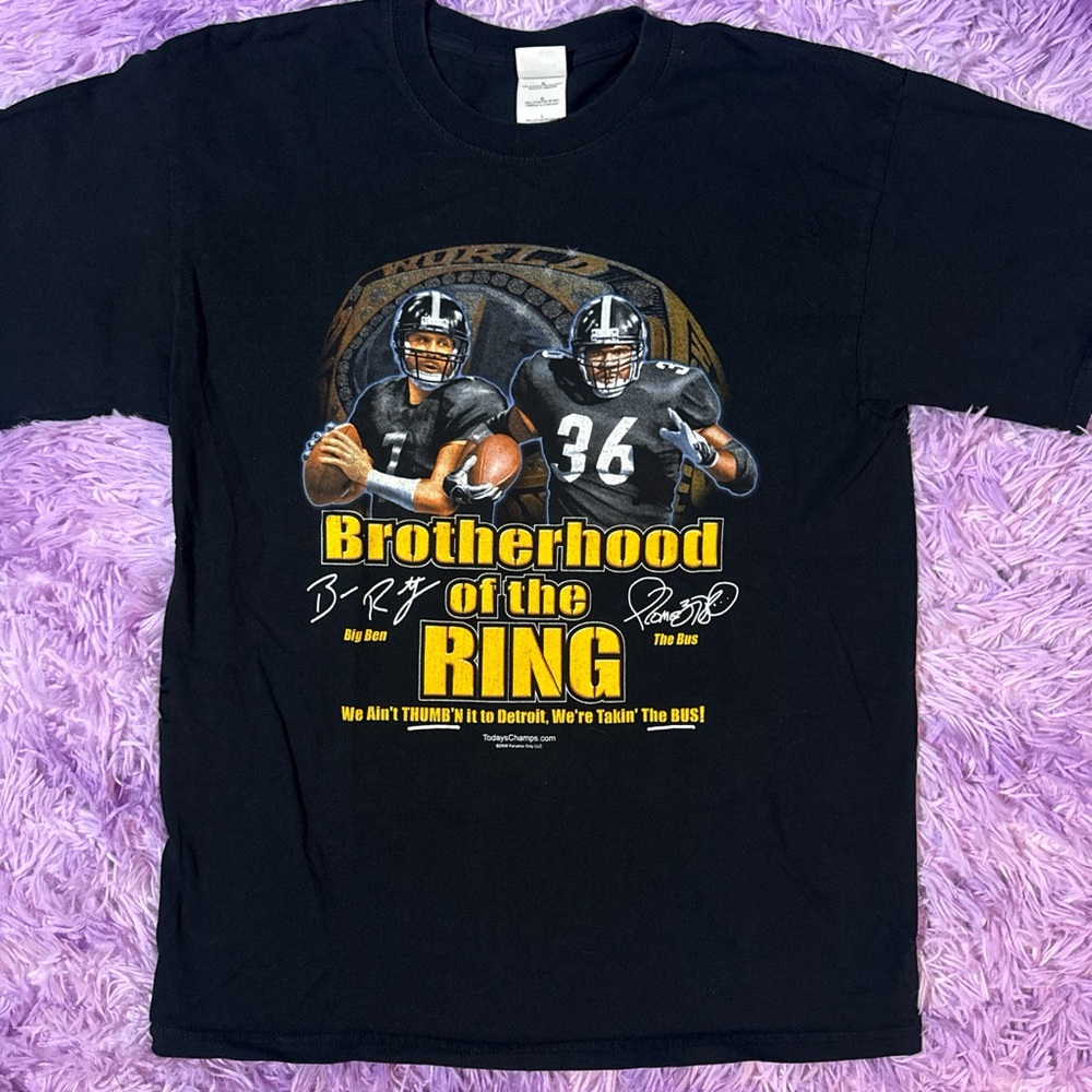 Vintage Ben Roethlisberger and Jerome Bettis Pittsburgh Steelers 2000s T Shirt